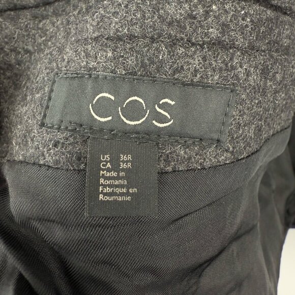 COS Wool Navy Blue Classic Contemporary Fall Hooded Jacket sz 36 R - Picture 6 of 9
